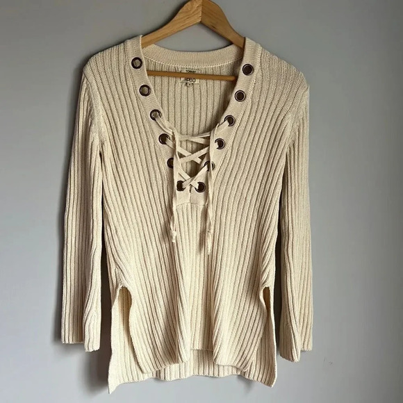 Torn by Ronny Kobo Cream Lace Sweater - Picture 1 of 9